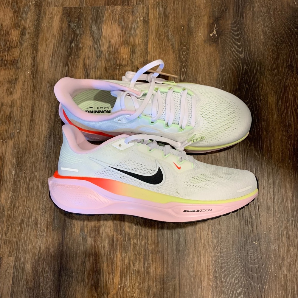 Nike Women's White Running Shoes with Pink and Lime Accents - Picture 3 of 7